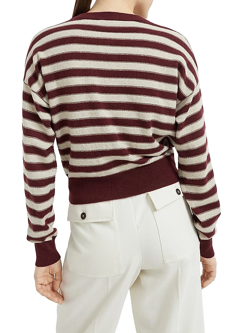 Cashmere Cardigan with Sparkling Stripes