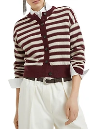 Cashmere Cardigan with Sparkling Stripes
