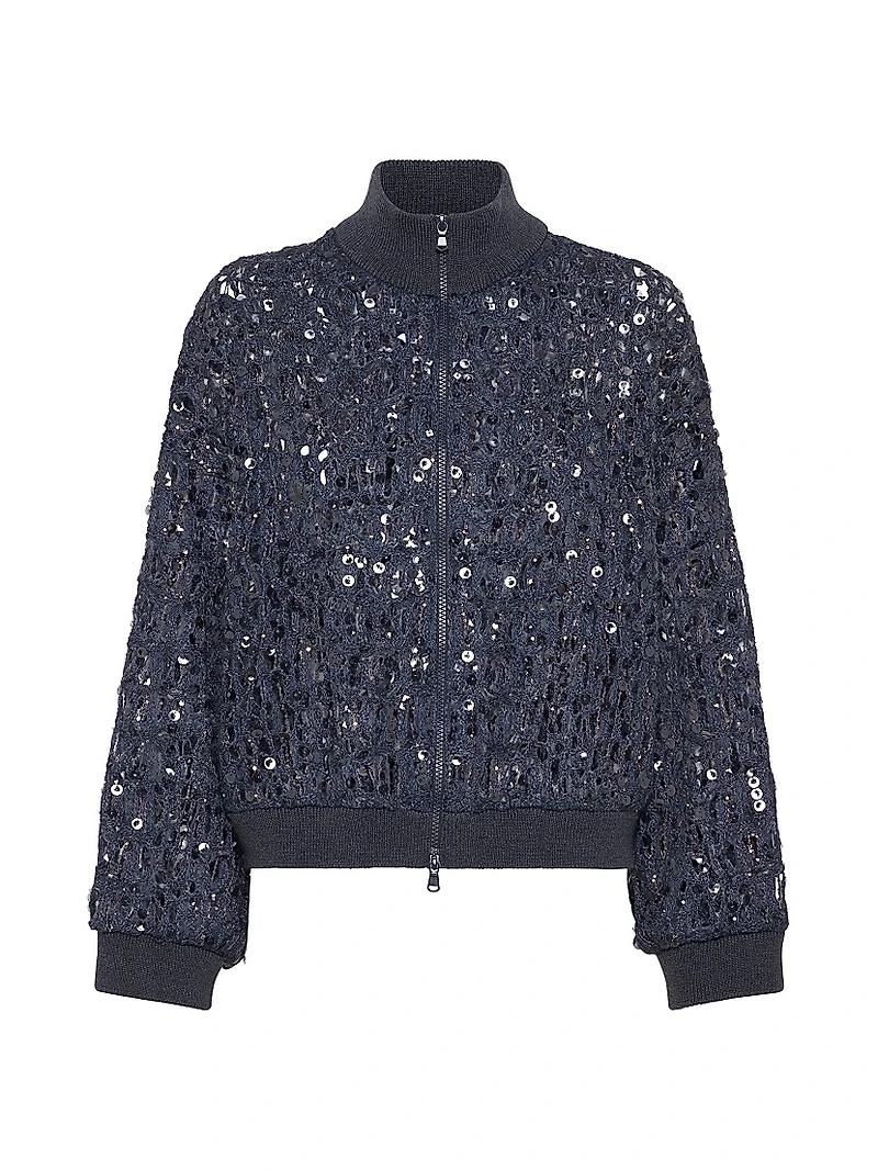 Dazzling Croc Embroidery Cardigan