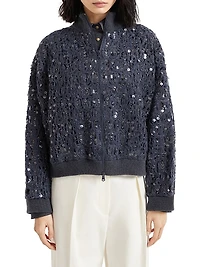 Dazzling Croc Embroidery Cardigan