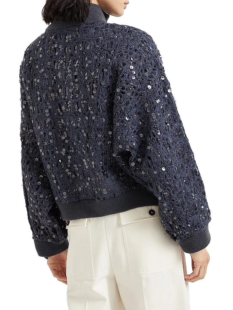 Dazzling Croc Embroidery Cardigan