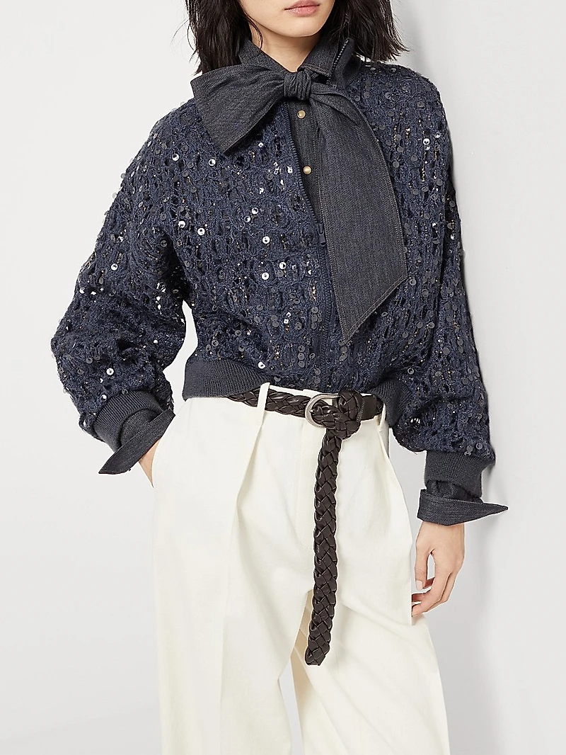 Dazzling Croc Embroidery Cardigan