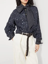 Dazzling Croc Embroidery Cardigan