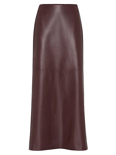 Soft Nappa Leather Long Column Skirt