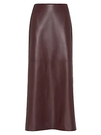 Soft Nappa Leather Long Column Skirt