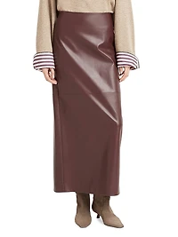 Soft Nappa Leather Long Column Skirt