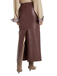 Soft Nappa Leather Long Column Skirt