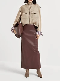 Soft Nappa Leather Long Column Skirt