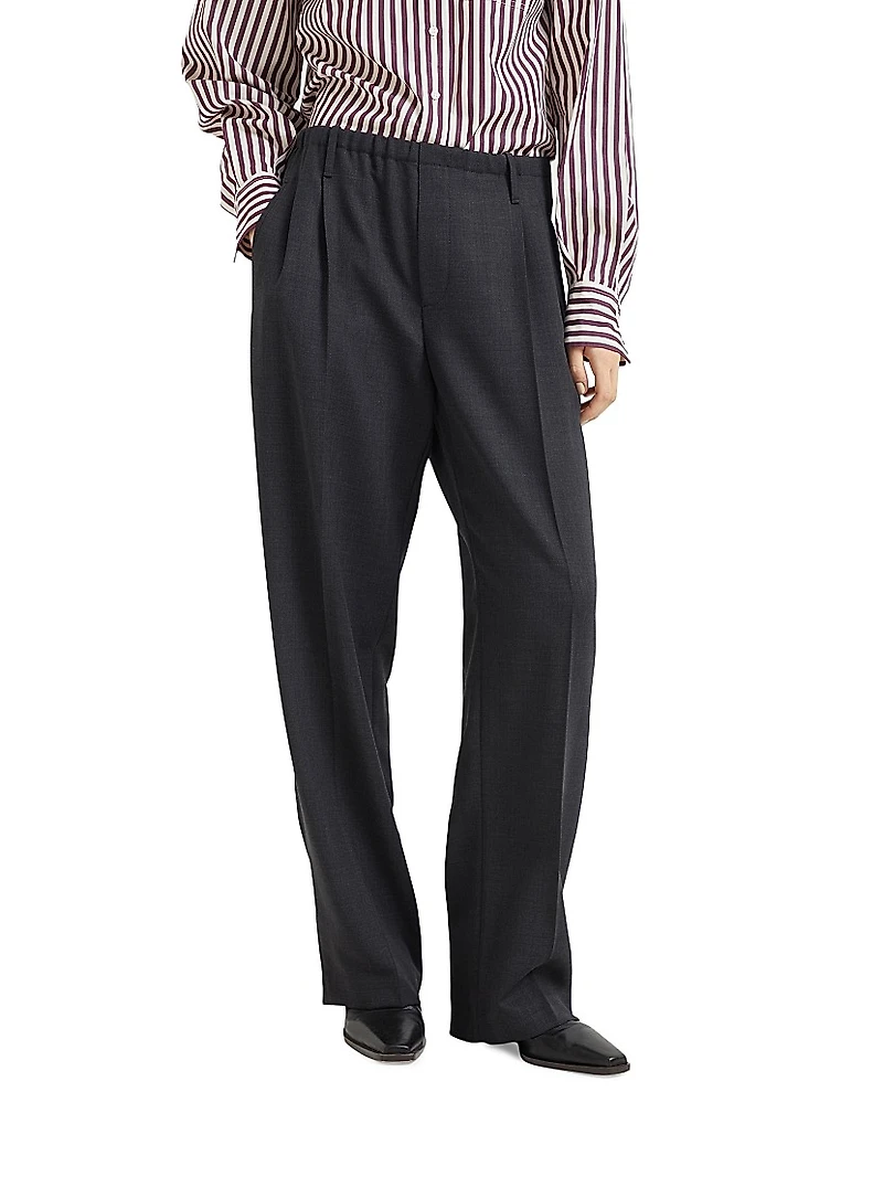 Virgin Wool Fluid Crepe Twill Sartorial Track Trousers