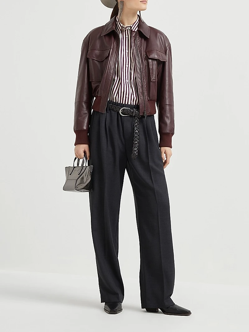 Virgin Wool Fluid Crepe Twill Sartorial Track Trousers