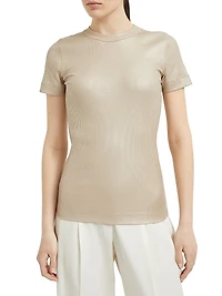 Sparkling Stretch Cotton Ribbed Jersey T-Shirt