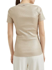 Sparkling Stretch Cotton Ribbed Jersey T-Shirt