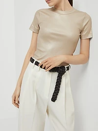 Sparkling Stretch Cotton Ribbed Jersey T-Shirt