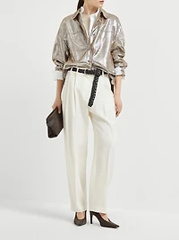 Sparkling Stretch Cotton Ribbed Jersey T-Shirt