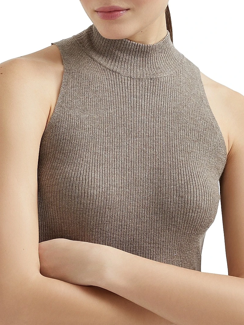 Sparkling Cashmere Lightweight Rib Knit Top