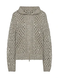 Silk and Linen Dazzling Net Hooded Cardigan