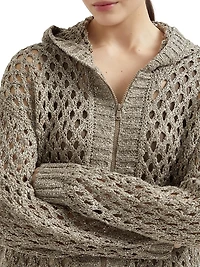 Silk and Linen Dazzling Net Hooded Cardigan