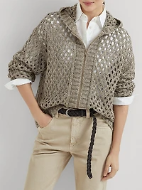 Silk and Linen Dazzling Net Hooded Cardigan