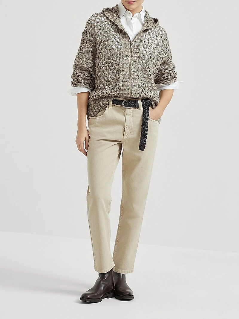 Silk and Linen Dazzling Net Hooded Cardigan