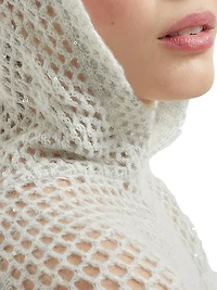 Mohair, Cotton and Wool Dazzling Mesh Hooded Knit Sweatshirt
