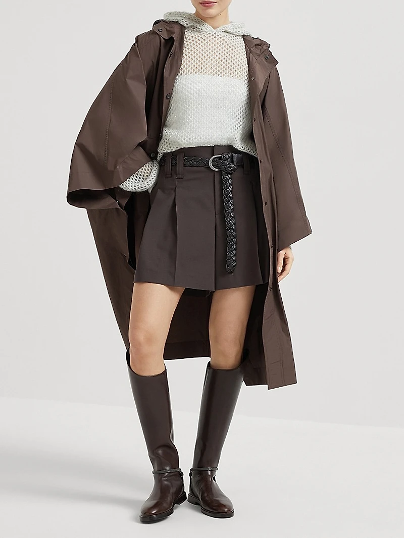Mohair, Cotton and Wool Dazzling Mesh Hooded Knit Sweatshirt