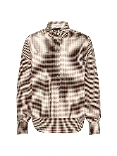 Cotton Checked Poplin Shirt with Monili