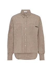 Cotton Checked Poplin Shirt with Monili