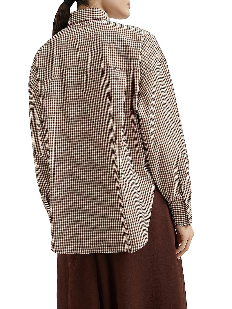 Cotton Checked Poplin Shirt with Monili