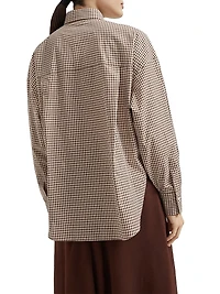 Cotton Checked Poplin Shirt with Monili