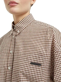 Cotton Checked Poplin Shirt with Monili