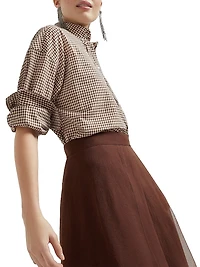 Cotton Checked Poplin Shirt with Monili