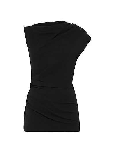 Techno Wool Jersey Ruched T-Shirt