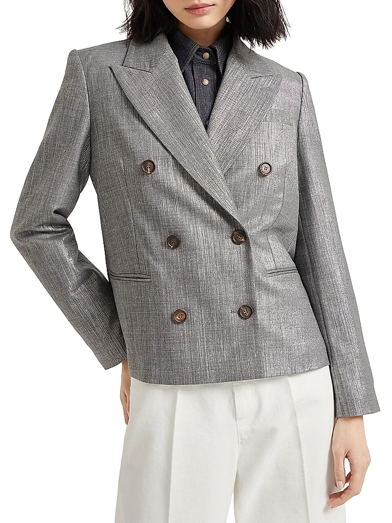 Sparkling Techno Virgin Wool Twill Blazer