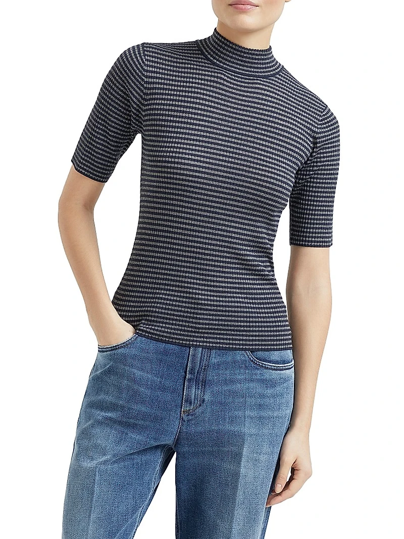 Sparkling Stripes Lightweight Rib Sweater