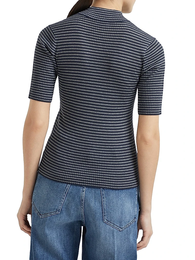 Sparkling Stripes Lightweight Rib Sweater