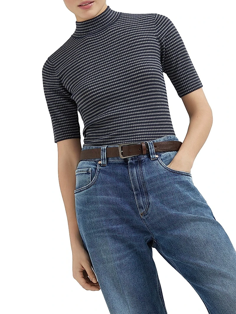 Sparkling Stripes Lightweight Rib Sweater