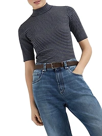 Sparkling Stripes Lightweight Rib Sweater