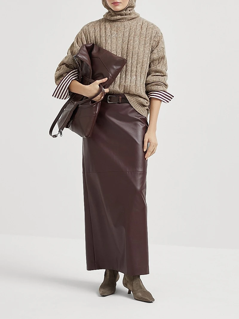 Mohair, Cotton and Wool Dazzling Cable Hooded Knit Sweatshirt