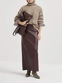 Mohair, Cotton and Wool Dazzling Cable Hooded Knit Sweatshirt