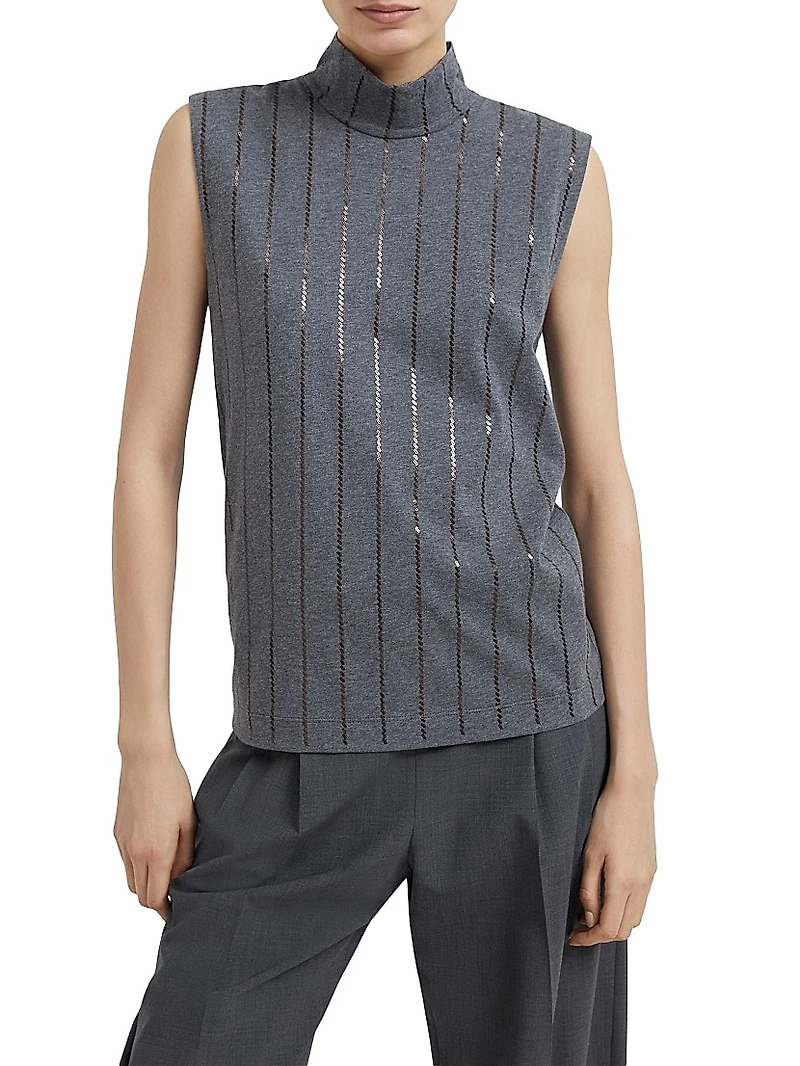 Cotton Jersey Turtleneck Top