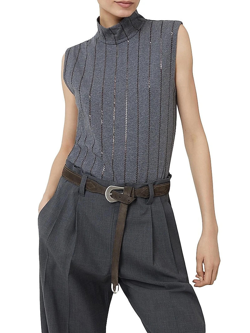 Cotton Jersey Turtleneck Top