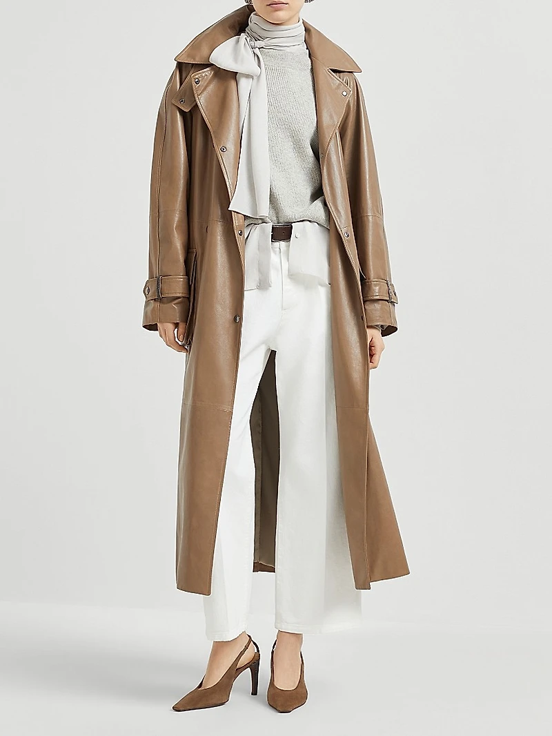 Cashmere English Rib Sweater with Detachable Pussybow Blouse