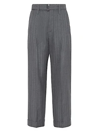 Virgin Wool Chalk Stripe Gauze Baggy Sartorial Trousers