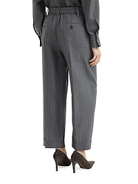 Virgin Wool Chalk Stripe Gauze Baggy Sartorial Trousers