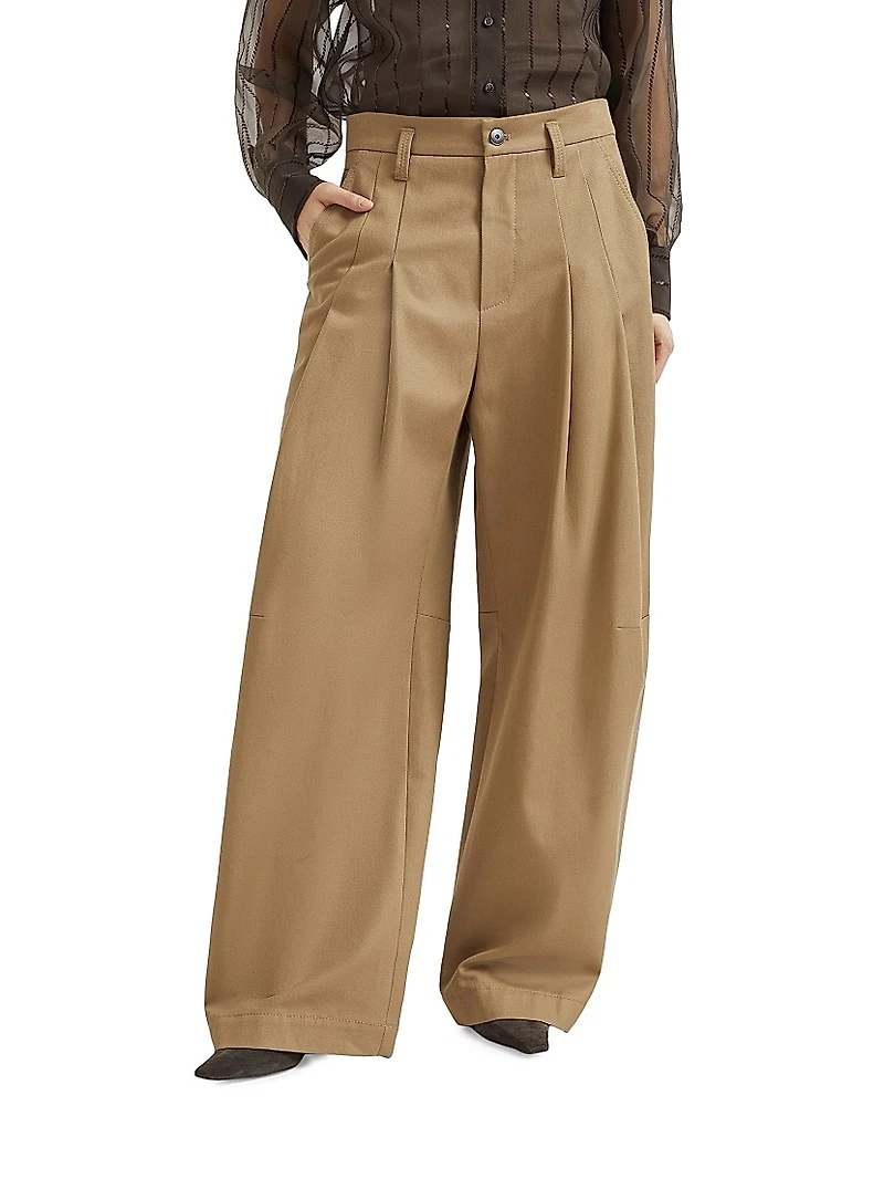 Dyed Denim Five Pocket Baggy Trousers