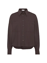Tropical Luxury Wool Shirt with Shiny Tab