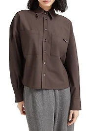 Tropical Luxury Wool Shirt with Shiny Tab