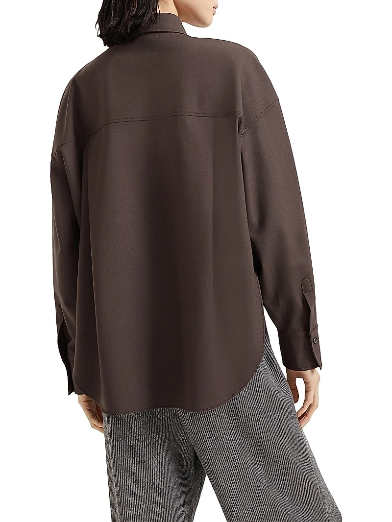 Tropical Luxury Wool Shirt with Shiny Tab