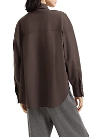 Tropical Luxury Wool Shirt with Shiny Tab