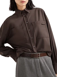 Tropical Luxury Wool Shirt with Shiny Tab